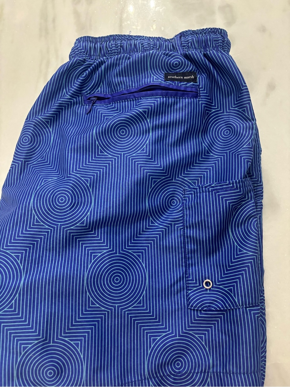Southern Marsh Men's Royal Blue Geometric Swim Trunks